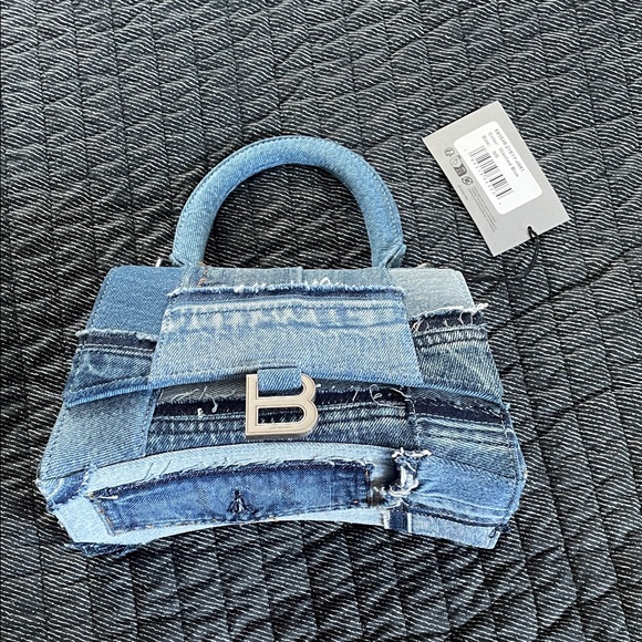 Balenciaga Hourglass Logo Patchwork Denim Bag - Picture 10 of 13